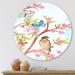 DESIGN ART Designart Clever Bird Sitting On Branch of A Spring Tree Traditional Metal Circle Wall Art 23x23 - Disc of 23 Inch