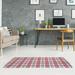 ArtVerse Houston Football Luxury Plaid Area Rug White/Deep Steel Blue/Battle Red 5 x 7 5 x 8