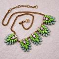 J. Crew Jewelry | J. Crew Green Rhinestone Statement Necklace | Color: Gold/Green | Size: Os