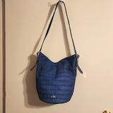 Coach Bags | Coach Blue Denim Leather Embossed Bucket Handbag | Color: Blue | Size: Os