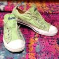 Converse Shoes | Converse Distressed Lime Green Blue Lettering Slip Ons Unisex M8 W10 | Color: Green | Size: 8