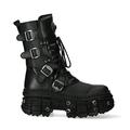 New Rock Boots WALL373-S11 Unisex Metallic Black Leather Platform Gothic Boots 40