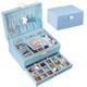 QBestry Jewelry Box Organizer for Girls Jewelry Boxes 8-12 Teen Jewelry Box for Girls 10-12 Jewelry Box for Necklace Ring Earring Holder Jewelry Box with Lock and Key Jewelry Holder Organizer Box Blue