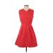 Gap Casual Dress - A-Line: Red Solid Dresses - Women's Size 0