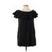 Zara Casual Dress - Shift Boatneck Short sleeves: Black Print Dresses - Women's Size X-Small