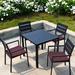 Hokku Designs Benjamyn Square 4 - Piece 31.5" Long Aluminum Outdoor Dining Set w/ Cushions Wood/Plastic/Metal in Black/Brown | 31.5 W x 31.5 D in | Wayfair