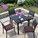 Wildon Home® Hyrum Square 4 - Piece 31.5" Long Aluminum Outdoor Dining Set w/ Cushions Wood/Plastic/Metal in Black/Brown | 31.5 W x 31.5 D in | Wayfair