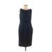 Nine West Casual Dress - Sheath Scoop Neck Sleeveless: Blue Print Dresses - Women's Size Medium