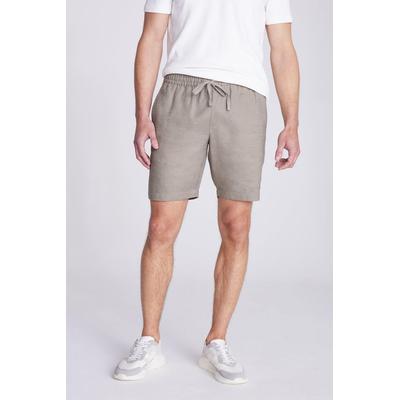 Taupe Twill Linen Casual Shorts - White - Moss Bros Shorts