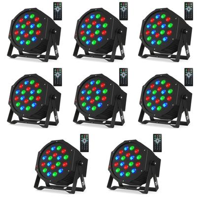 18 RGB LED DJ Stage Uplight -DMX Control Sound Activated with Remote Control and 7 Modes LED