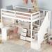 Merax Twin Size Loft Bed with L-Shaped Desk and Drawers, Cabinet and Storage Staircase