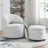 Swivel Arm Chair, Living Room Swivel Chair with Round Storage Chair, 360 掳 Swivel Club Chair, Nursery, Bedroom, Office, Hotel