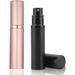 Refillable Perfume Bottle Atomizer for Travel Portable Easy Perfume Spray Pump Empty Bottle for Women and Men with 5ml Pocket Size Perfume Dispense(Black&Rose Gold)