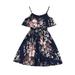 Toddlers Girls Baby Casual Dress Summer O-Neck Sleeveless Suspender Floral Flowy Printed Plain Sundress Child Sundress Streetwear Kids Dailywear Outwear