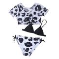 Toddler Baby Girls Spring Summer Quick Dry Printed Bikini 3PCS Beach Swimsuit Swimwear Clothes Child Kids Swim Beachwear