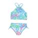 B91xZ Girls Swimsuits Tankini 2 Pcs Girl Swimwear Floral Tops Drawstring Bikini Bottoms Suit Girls Suit Girls Bikini New Split Green Sizes 13-14