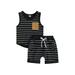 GXFC Toddler Baby Boys Summer Shorts Outfits Kids Boys Striped Print Sleeveless Tank Tops+Short Pants with Pocket Set Casual Clothes 2Pcs 0-4T