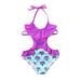 B91xZ Girls Swimsuits Swimsuit Ruffles Backless Summer Floral Jumpsuit Baby Swimwear Girl Print Romper Girls Swimwear Purple Sizes 2-3 Years