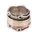 Creative Flair,'Sterling Silver Spinner Ring with Brass and Copper'