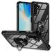 ELEHOLD Rugged Clear Case for Samsung Galaxy A14 5G Hybrid Hard PC Crystal Clear Back+Soft TPU Shockproof Design Slim Lightweight Case with Metal Ring Holder Kickstand for Samsung A14 5G Black