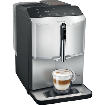 SIEMENS Kaffeevollautomat "EQ300 TF303E01, viele Kaffeespezialitäten, OneTouch-Funktion", silber (daylight silber), B:25