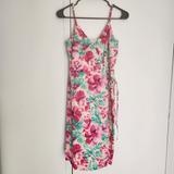 J. Crew Dresses | J.Crew Pink Floral Wrap Mini Spaghetti Strapped Dress Size 00 Cocktail Vacation | Color: Green/Pink | Size: 00