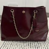 Coach Bags | Coach Burgundy Wine Patent Leather Shoulder Bag Purse Chain Link Strap Dust Bag | Color: Purple/Red | Size: Os