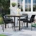 Oxford Garden Orso & Travira 4 - Person Square 40" Long Powder Coated Aluminum Outdoor Dining Set Wood in Black | 40 W x 40 D in | Wayfair