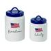 The Holiday Aisle® Ceramic 11" Patriotic Sentiment Canister Set Of 2 Ceramic in Blue/White | 11 H x 6.5 W x 6.5 D in | Wayfair