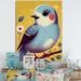 Red Barrel Studio® Cute Blue Cartoon Bird Sitting on a Branch II - Print on Canvas Metal in Blue/Yellow | 40 H x 30 W x 1.5 D in | Wayfair