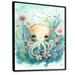Sunside Sails Cute Little Baby Octopus Surrounded by Flowers II - Print on Canvas Metal in Blue/Orange/Pink | 32 H x 24 W x 1 D in | Wayfair