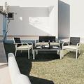 Wildon Home® Reding Rectangular 4 Person 38.58" Outdoor Dining Set w/ Cushions Wood/Metal in Gray/White | 38.58 W x 18.9 D in | Wayfair