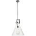 Newton Cone 16" Wide Stem Hung Matte Black Pendant With Clear Shade