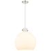 Newton Sphere 18" Wide Cord Hung Polished Nickel Pendant With White Sh