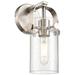 Pilaster II Cylinder 10.5" High Satin Nickel Sconce With Seedy Shade