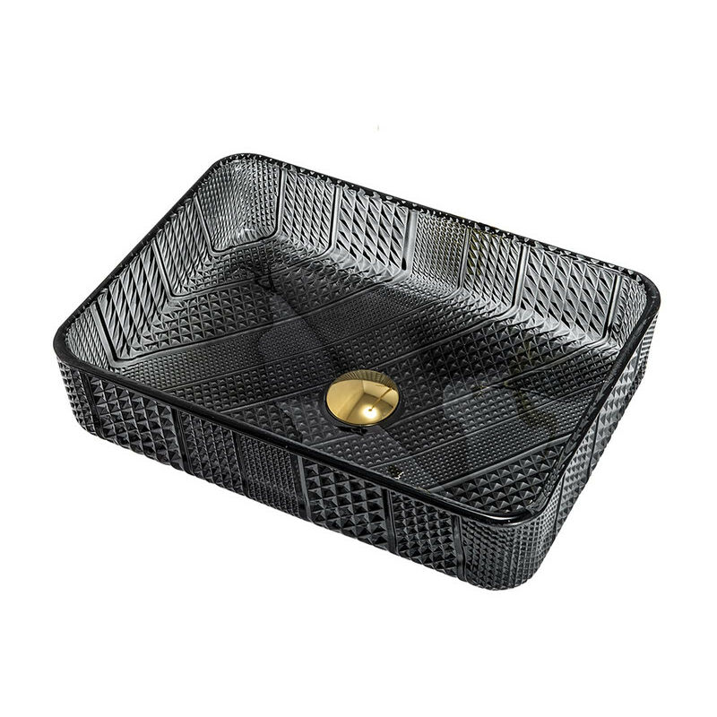 Schwarzes Aufsatzwaschbecken, Waschbecken Aus Kristallglas Mit Waschbecken Ablaufgarnitur,