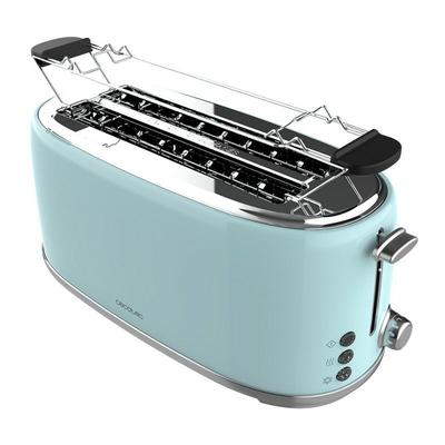 Cecotec - Toast&Taste 1600 Retro Double Blue 4-Slice Toaster. 1630 w, 2 Wide and Long Slots of 3.8