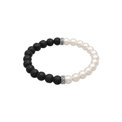 KUZZOI Lava Perlen Bead Steinarmband 925 Silber 23 Herren Image