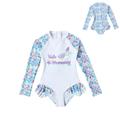ESHOO Toddler Girls Rashguard Swimsuit Set Little Girls Long Sleeve Rash Guards Bathing Suits Swimwear 1-6T