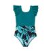 B91xZ Baby Swimsuit Girl Teen Kids Girls Swimsuits OnePiece Kids Black Swimsuits Chest Pads Girl Sun Ruffler Sleeves Floral Sky Blue Sizes 2-3 Years