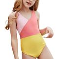 B91xZ Girls Plus Size Swimsuit Swimsuit Piece One Set matching Bikini Swimwear CuteColor Holiday Girls Bathing Girls Swimwear Pink Sizes 130