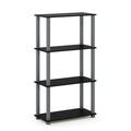 Furinno 23.6 W x 11.4 D x 43.25 H 4-Shelf Freestanding Shelves Black and Gray