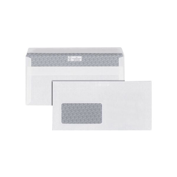 ÖKI 1000er-Pack Briefumschläge DIN lang mit Fenster weiß selbstklebend weiß, 11x22 cm Image
