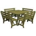 Kunkle Holdings LLC Square Picnic Dining Table and Bench Set Pine 43 Linden Leaf Stain