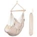 Cotton Hanging Hammock Chair Large Hanging Rope Seat with 2 Cushions Natural
