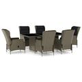 vidaXL 7 Piece Patio Dining Set with Cushions Poly Rattan Brown