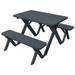 Kunkle Holdings LLC Pine 4 Cross-Leg Picnic Table with 2 Benches Charcoal Stain