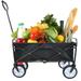 Collapsible Wagon Cart Dfito Garden Shopping Cart Beach Wagon with Portable Folding Wagon Adjustable Handles Black