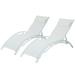 JUSTMAE Outdoor Alu Lounge Chaise Chair Adjustable Recliner w/ Headrest Set of 2 White