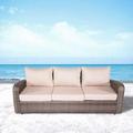 Direct Wicker Aurora Patio 3-Seater Handwoven Rattan Sofa Couch with Cushion Grey